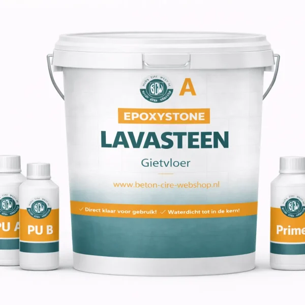 Lavasteen-Gietvloer set: primer, lavasteen-componenten, PU topcoats