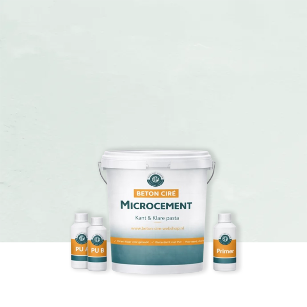 Microcement Cement 2 — emmer met premixed pasta, PU-topcoat en primer