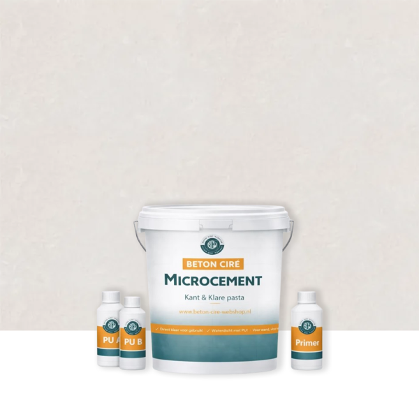 Microcement Lavender Grey 2 — emmer met premixed pasta, PU-topcoat en primer