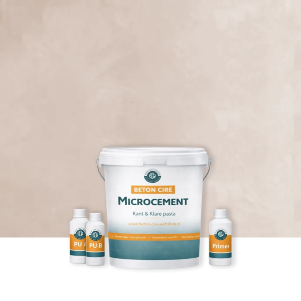Microcement Nude 5 — emmer met premixed pasta, PU-topcoat en primer