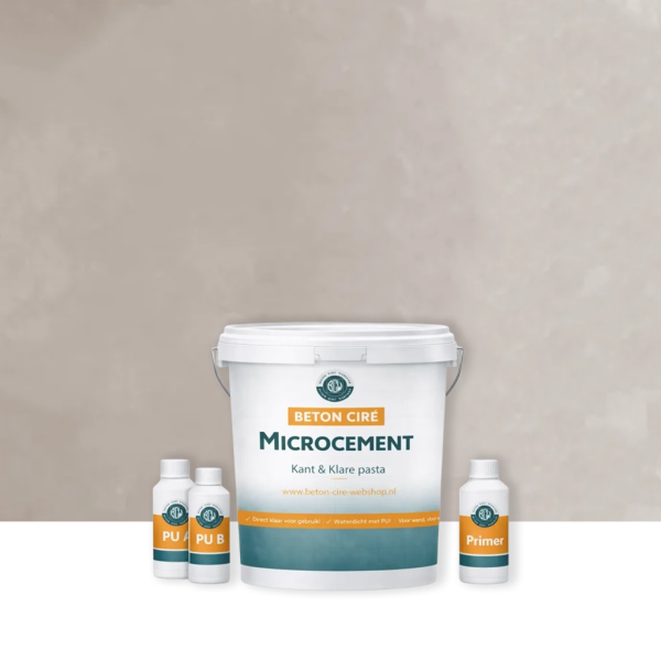 Microcement Nude 6 — emmer met premixed pasta, PU-topcoat en primer